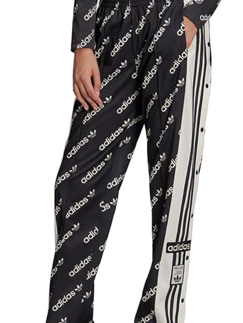 Adidas Adibreak Black Allover Logo Snap-Stripe Track Pants